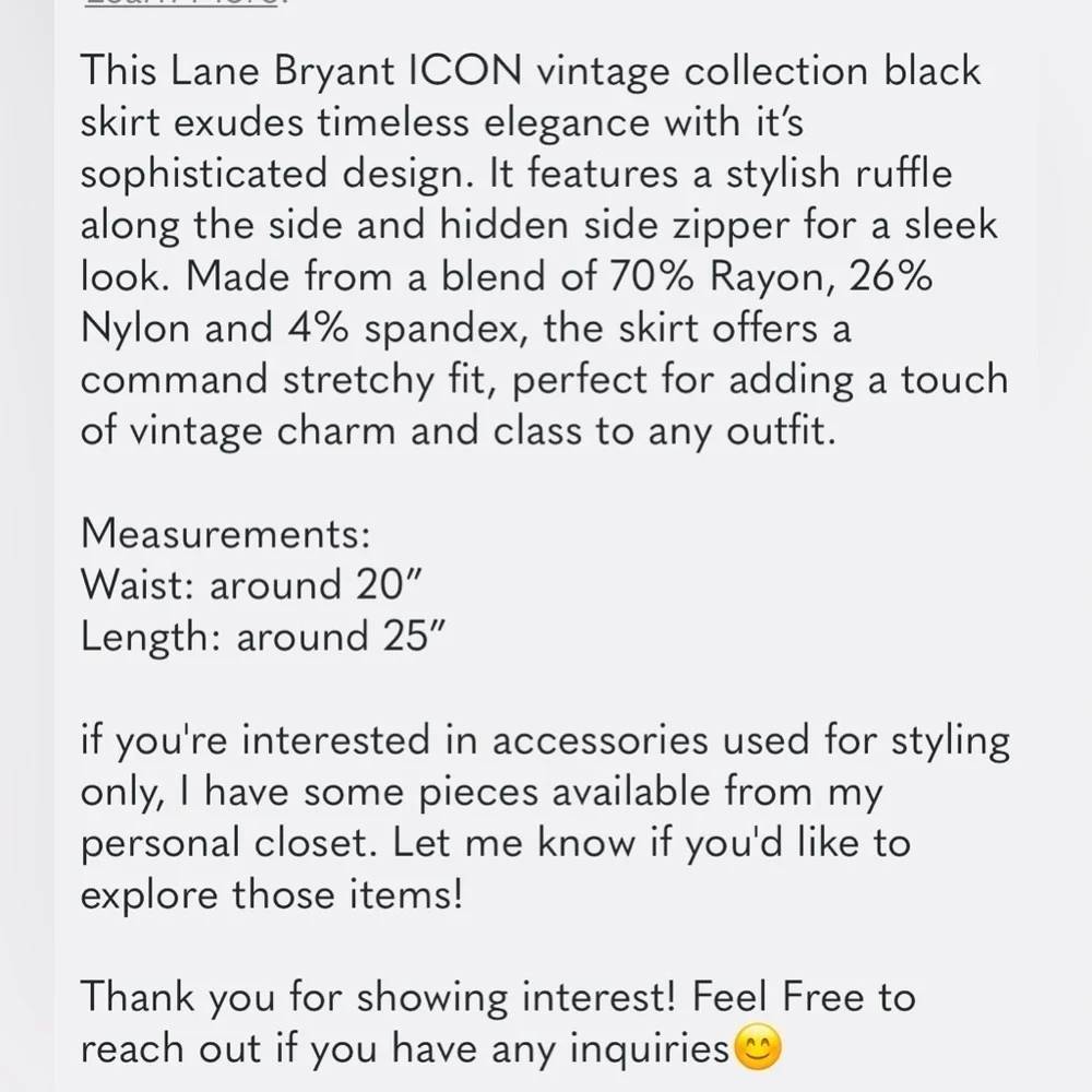 Lane Bryant ICON Collection Skirt Vintage